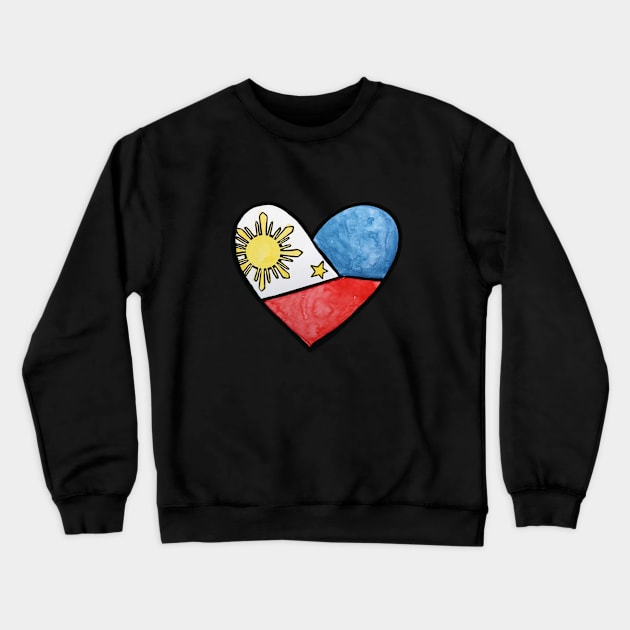 Philippines Flag Heart Crewneck Sweatshirt by bubbsnugg